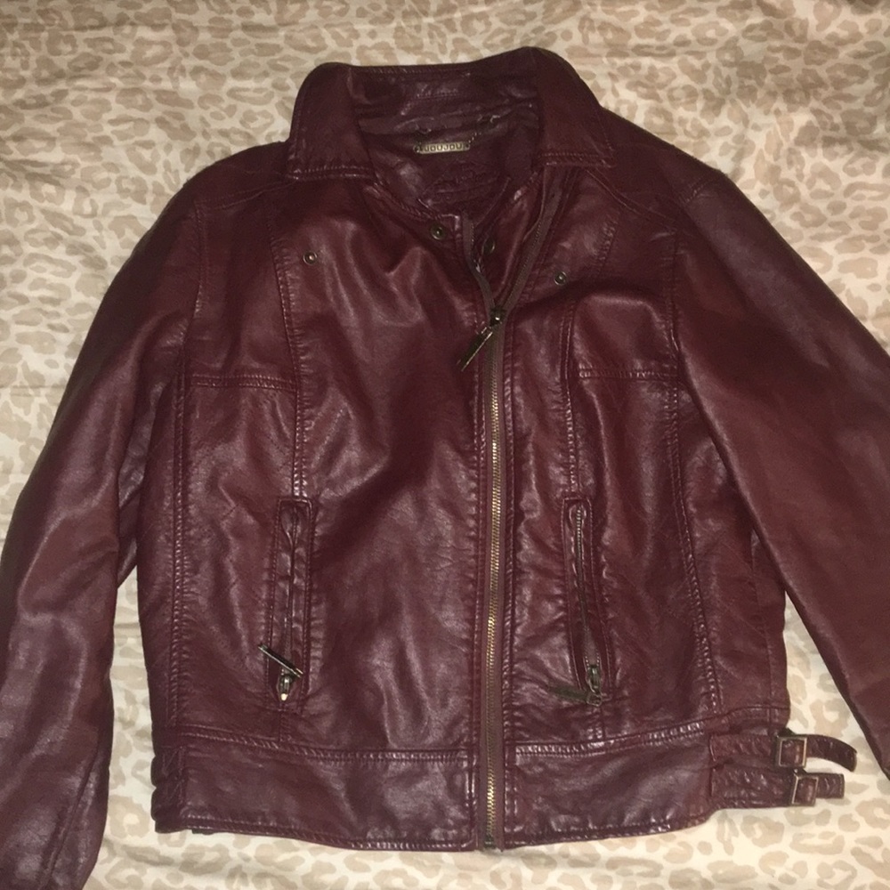 Jou Jou Maroon Faux Leather Jacket